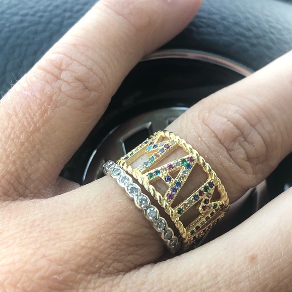 BaubleBar Jewelry - Gold Pave Rainbow Letter Ring